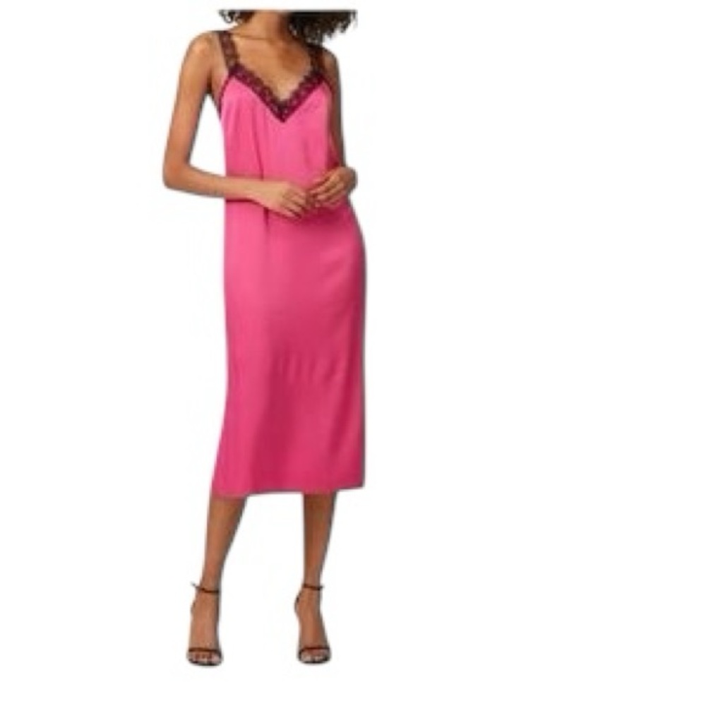 Jason Wu | Lace Silky Midi Slip Dress in Pink Size 12